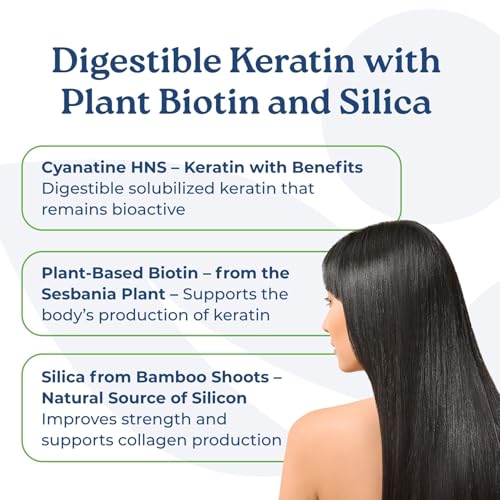 NatureCity True-HNS Hair Nails and Skin Cynatine Keratin and Plant Based Biotin Vitamin Supplement | Fuller and Stronger Hair and Nails | Non GMO | 60 Veggie Capsules
