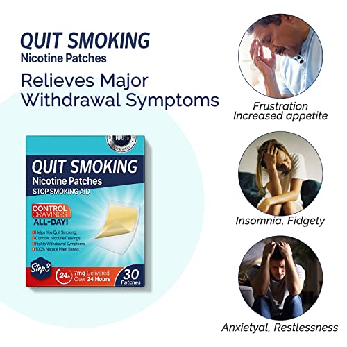 Quit Smoking Patches Step 3 - 7 mg, Quit Patches 30 Count- Stop Aid to Help Quit That Work, Transdermal System Patch - Delivered Over 24 Hours, Behavioral Support Program Information Included (Step3-30PC)