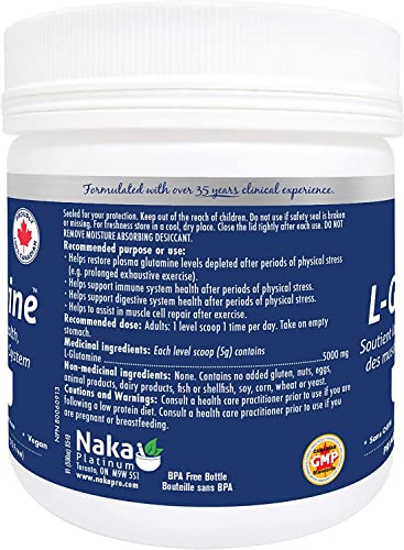 NAKA Platinum PRO L-Glutamine 5000 mg - BONUS size 250g Powder (200+50 FREE)