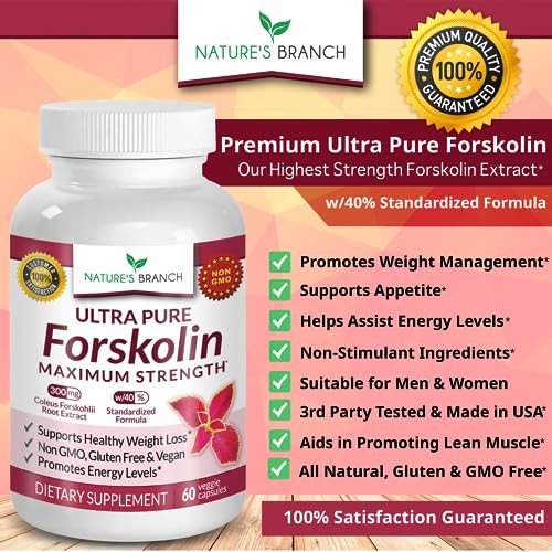 Premium 100% Ultra Pure Forskolin for Weight Loss Max Strength w/ 40% Standardized Coleus Forskohlii Root Extract Powder Belly Buster Supplement - Extreme Keto Advanced Boost Complex - 60 Diet Pills