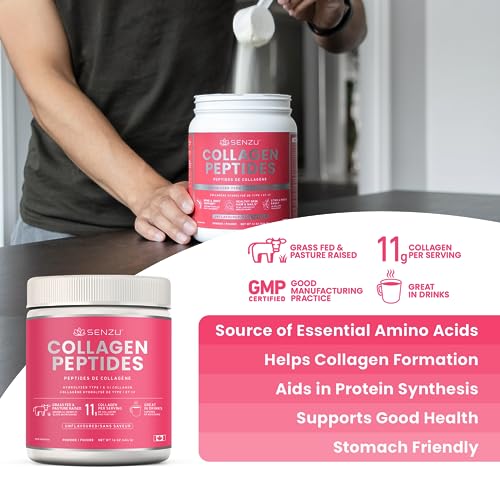 Premium Collagen Peptides Protein Powder For Healthy Hair, Skin, Nails, Joints - Hydrolyzed For Better Absorption | Made in Canada, Grass Fed, Keto, Kosher & Halal Certified - Non GMO, Gluten Free (454g / 16 oz)