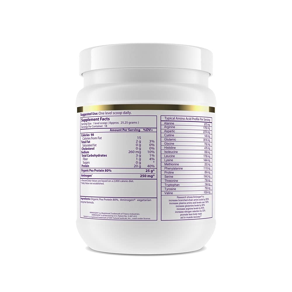 Paradise Herbs Pea Protein Powder, Organic, Keto, Paleo, Vegan, Non GMO, Gluten Free, Unflavored, 15 Servings, 450 G (15.87oz)