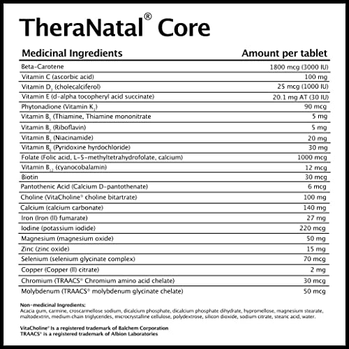 TheraNatal Core Preconception Prenatal Vitamin & Mineral Supplement (90 Day Supply) | Core Nutrients for Women Before Conception