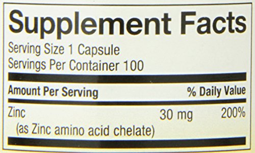 Nature's Way Zinc Chelate, Supports Immune Function*, 30 mg per Serving, 100 Capsules (Packaging May Vary) (Pack of 2)