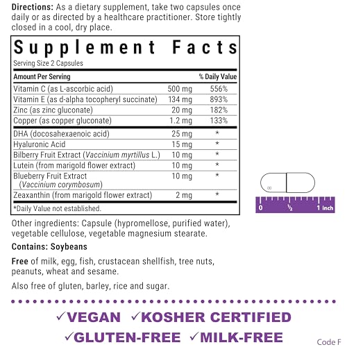 Pre-Order | Arrives in 5–10 Days – Bluebonnet Nutrition Eye Care Macular & Blue, Eye Health & Blue Light Support*, Vegan, Kosher-Certified, Gluten-Free, Dairy-Free, 60 Vegetable Capsules, 30 Servings