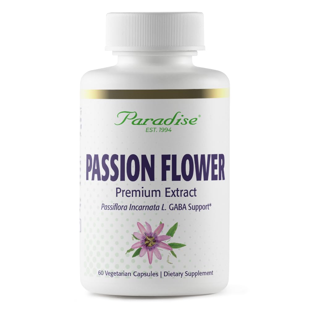 Paradise Herbs Passion Flower, Supplement for Relaxation, Super Potent, Ultra Pure, Vegan, Non GMO, Gluten Free, 60 Count Vegetarian Capsules