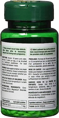 Nature's Bounty 1mg Folic Acid Supplement Yeast Free Vegetarian 150 Tablets