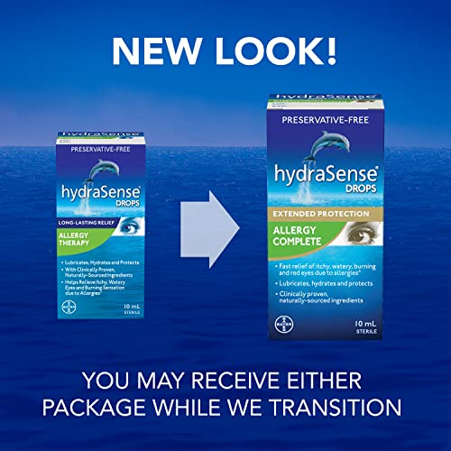 hydraSense Eye Drops, Allergy Relief, Preservative Free, Naturally Sourced, Fast and Long-Lasting Relief, 10 mL