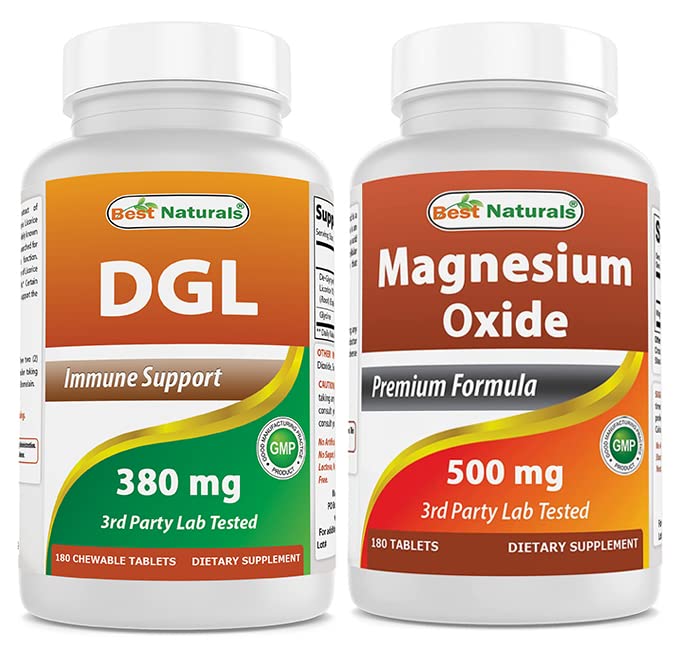 Best Naturals DGL Chewable 380 mg & Magnesium Oxide 500 mg