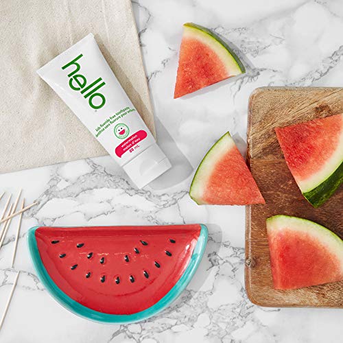 Hello Natural Watermelon Flavour Kids Fluoride Free Toothpaste, Vegan, SLS Free, Gluten Free, Safe to Swallow for Baby and Toddlers, 88 mL