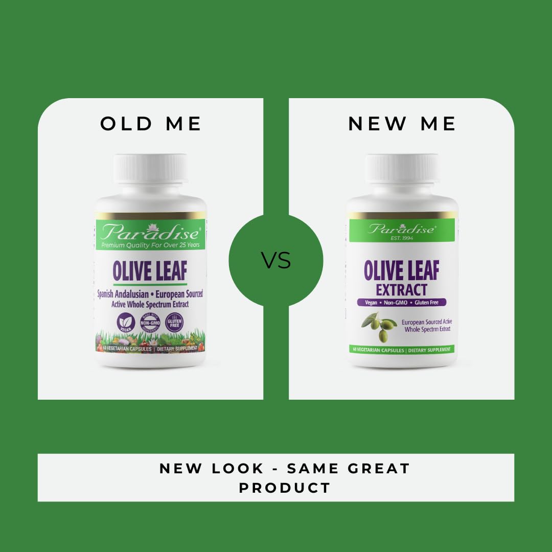 Paradise Herbs Olive Leaf Extract from Spanish Andalusian Olive Trees, Super Potent, Ultra Pure, Non-GMO, Vegan, Gluten Free, 120 Vegetarian Capsules