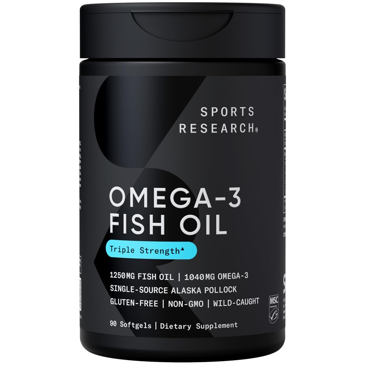 Sports Research Triple Strength Omega 3 Fish Oil - Burpless Fish Oil Supplement w/EPA & DHA Fatty Acids, Creatine Monohydrate & Plant Based Vitamin D3 K2 with Coconut Oil