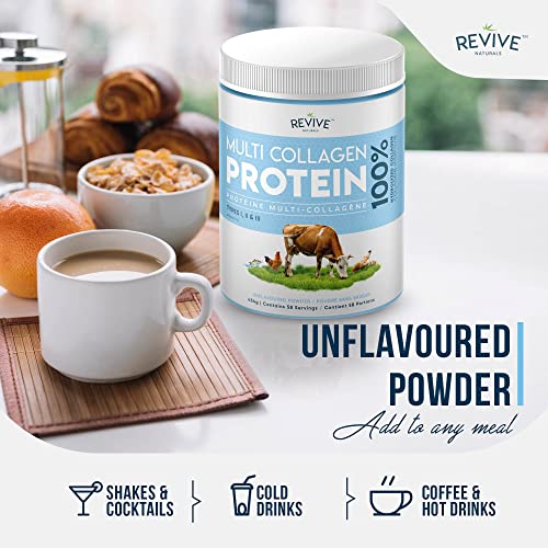 Multi Collagen Peptides Protein Powder - 454g - Types I, II & III - Grass Fed Bovine, Wild Caught Marine & Free Range Chicken. Non GMO, Gluten Free
