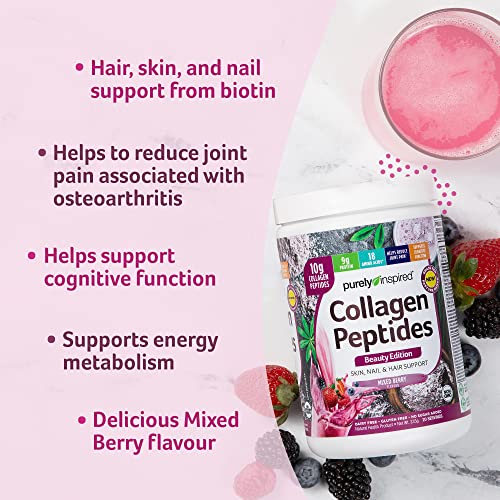 Pre-Order | Arrives in 5–10 Days – Collagen Powder, Purely Inspired Collagen Peptides Powder, Beauty, Supports Skin, Hair and Nail, Joint Pain Support, Mixed Berry, 20 Servings