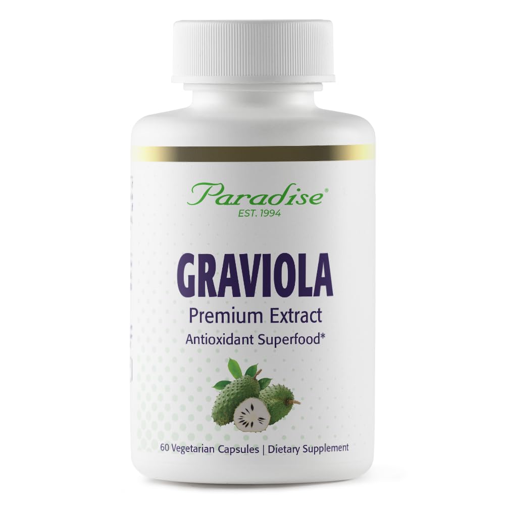 Paradise Herbs Graviola, Graviola Leaf Extract, Soursop Antioxidant Superfood, Whole Spectrum Extract, Ultra Pure, Vegan, Non-GMO, Gluten Free, 60 Count Vegetarian Capsules