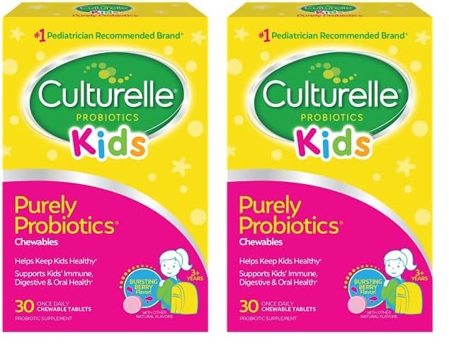 Pre-Order | Arrives in 5–10 Days – Culturelle Kids Chewable Daily Probiotic for Kids, Ages 3+, No.1 Pediatrician-Recommended Brand, Natural Berry, Daily Probiotics for Digestive Health, Oral Care & Immune Support, 2 Month Supply