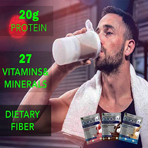 Quick Slim Meal Replacement Shake for Weight Loss, 30 Servings, 20g Protein, 27 Vitamins & Minerals, Dietary Fiber, Low Carb, Gluten Free
