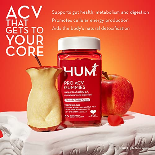 HUM Pro ACV Gummies -100% Organic Apple Cider Vinegar with The Mother, Probiotics for Digestive Health & B12 for Metabolism Support