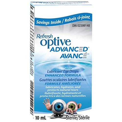 Refresh Optive Advanced Ophtalmic Solution, lubricant eye drops, enhanced formula, dry eye relief, 10ml