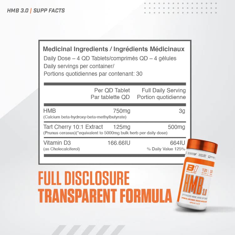 HMB 3.0 Ballistic Supps Improves Recovery, Decreases Soreness and Muscle Loss - 120 Capsules - 30 Day Supply