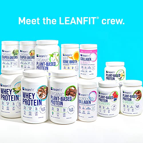 LEANFIT HYDROLYZED COLLAGEN™ Unflavoured – 10g Grass-Fed Bovine Collagen (Type I, III) + Vitamin C + Hyaluronic Acid Per Serving, 98 Servings, 1kg Tub for healthy skin, hair, bones, joints & immunity