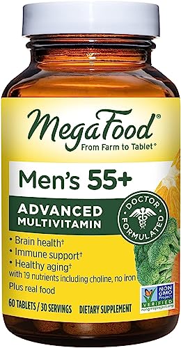 Pre-Order | Arrives in 5–10 Days – MegaFood Men's Daily Vitamins Multivitamins Mineral Supplements for Mens 50 Plus | Vitamins A C D3 E Selenium Zinc Potasium Magnesium Biotin Supplements for Adult Mens Over 50 and Over 55 Plus | 60 Tablets