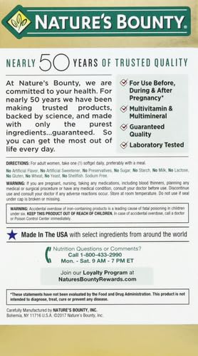 Nature's Bounty Prenatal Multivitamin, Supports Baby's Healthy Growth and Development, with 200mg DHA, 60 Softgels