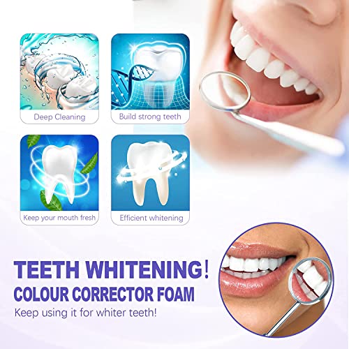 Purple Toothpaste, Foam Toothpaste for Teeth Whitening, Whitening Toothpaste for Teeth Cleaning, Deeply Cleaning Gums,Stain Removal, Brightness and Reduce Yellowing