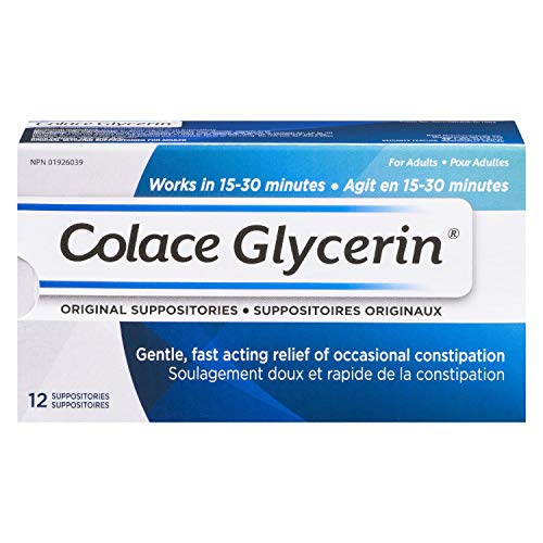 Pre-Order | Arrives in 5–10 Days – Colace Glycerin Suppositories - Adult | Gentle Fast Acting Relief of Occasional Constipation | 12 Count