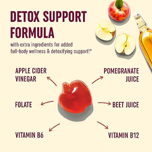 Organic Apple Cider Vinegar Gummies (60 Ct.) | Weight, Digestion, Detox, Immunity & Diet Support with ACV | With The Mother, Vitamin B6, B12 & Folate | Belly Fat Burner for Women & Men | Vegan, 500MG