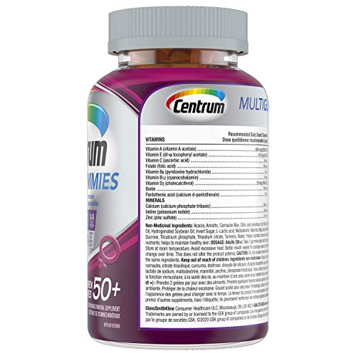 Pre-Order | Arrives in 5–10 Days –
Centrum Women 50 Plus MultiGummies, Multivitamins/Minerals Gummies for Women 50+, Cherry, Berry, and Orange Flavours, 120 Gummies (Packaging May Vary)