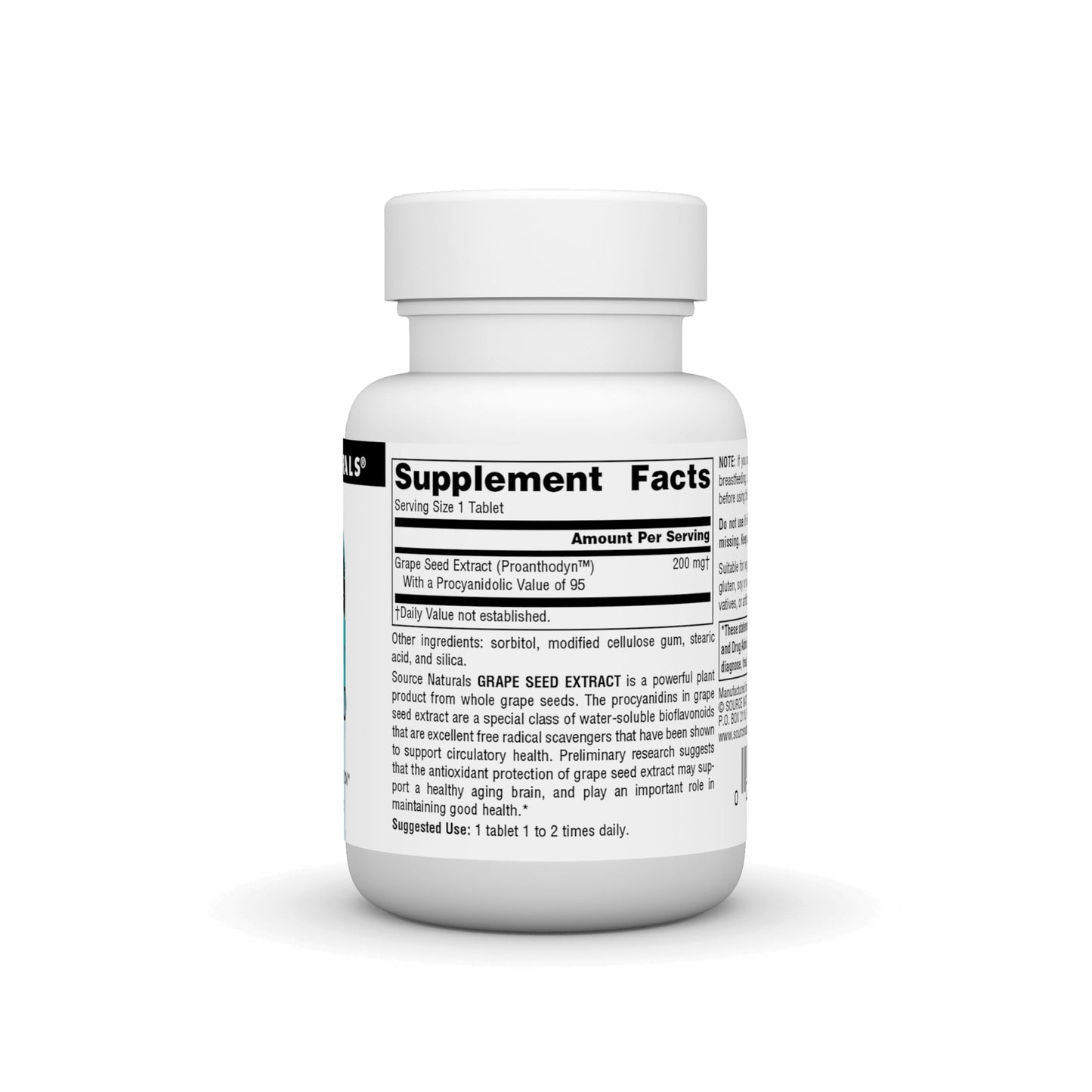 Source Naturals Grape Seed Extract, Proanthodyn 200 mg Antioxidant Protection & Supports Healthy Aging Brain - 30 Tablets