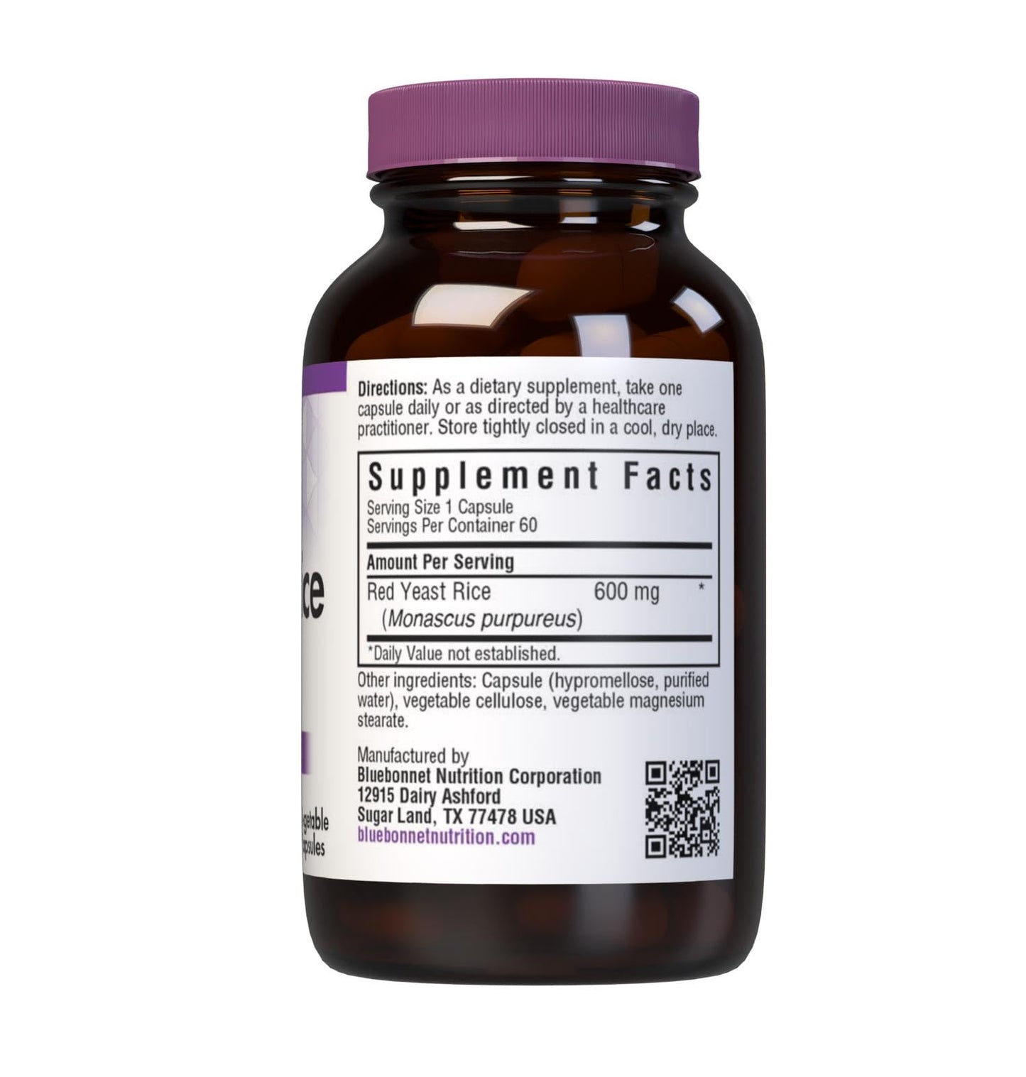 Pre-Order | Arrives in 5–10 Days – Bluebonnet Nutrition Red Yeast Rice 600 mg, Non-GMO, Vegan, Kosher Certified, Gluten-Free, Soy-Free, Dairy-Free, 60 Vegetable Capsules, 60 Servings
