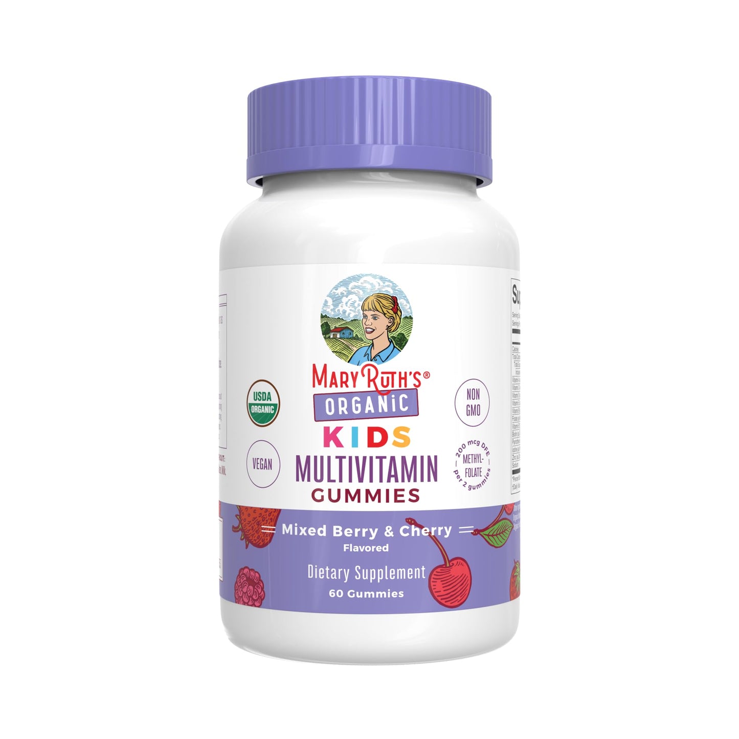 MaryRuth's Gummies for Kids–USDA Organic Multivitamin (Mixed Berry & Cherry), & Magnesium Calm (Hibiscus) | No Gelatin! | Vitamins for Immunity, Gut Health, & Overall Wellness | Vegan, Non-GMO
