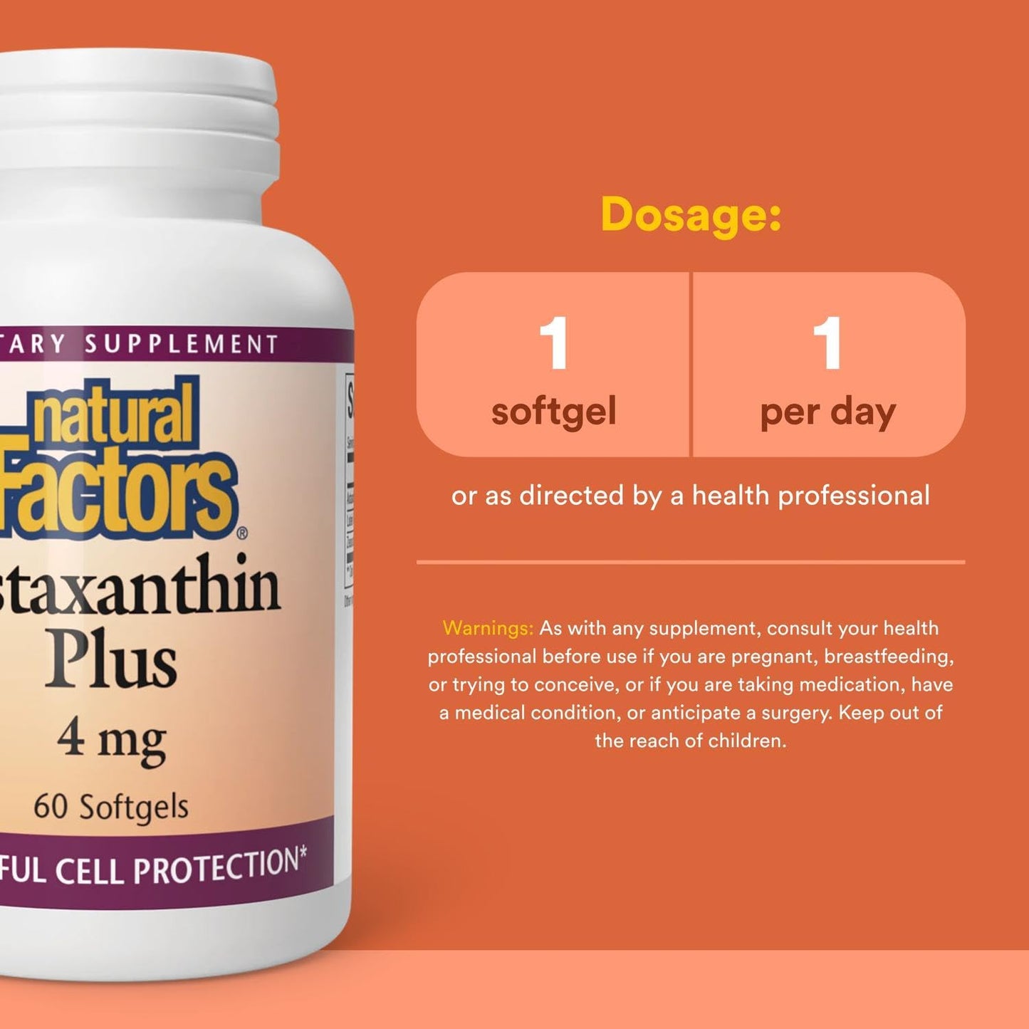 NATURAL FACTORS Astaxanthin Plus 4Mg, 60 CT