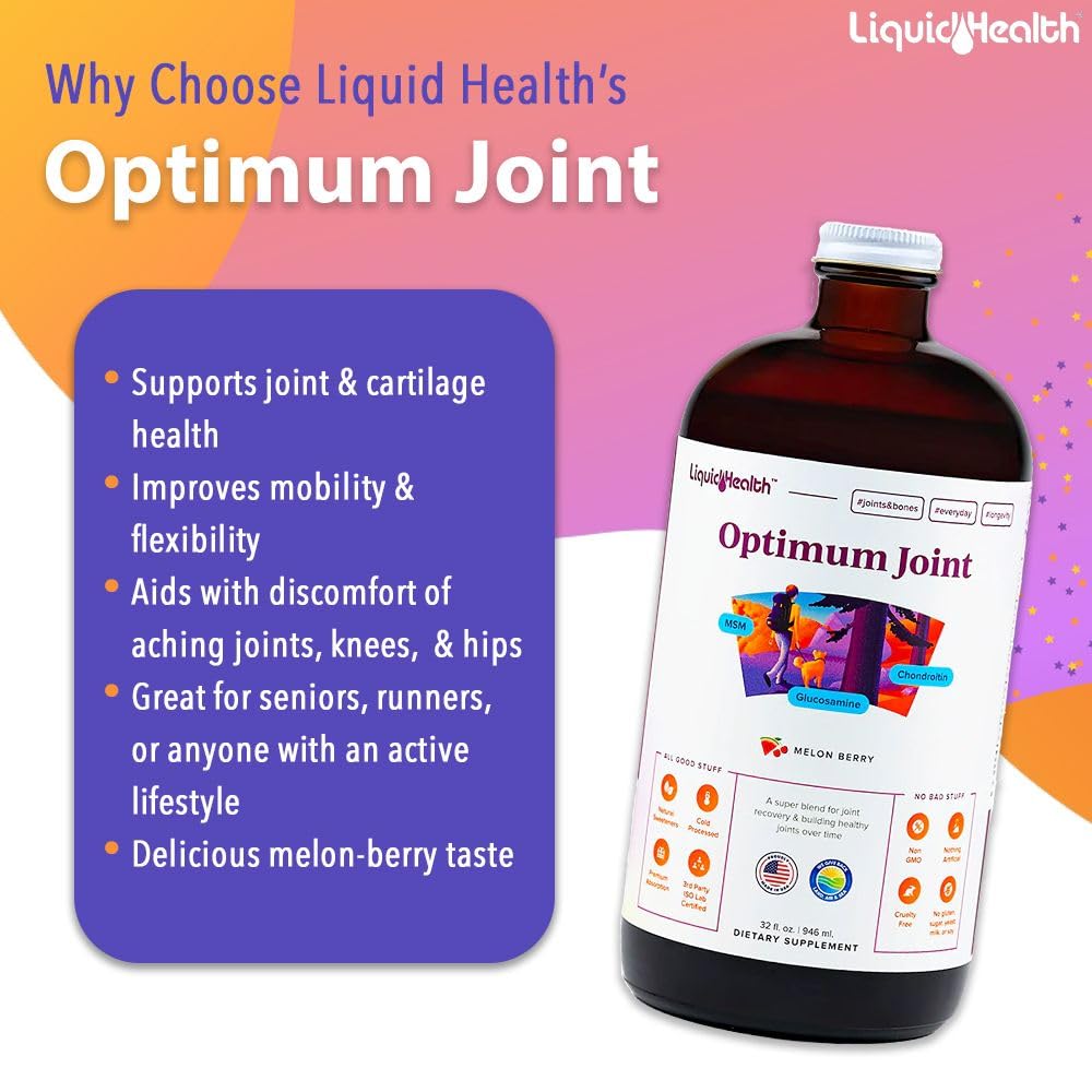 LIQUIDHEALTH Optimum Joint Glucosamine Chondroitin Supplement & Daily Multi Mineral Multivitamin Bundle for Men & Women - Sea Trace Minerals, Bone & Joint Health, Immune Support - Made in USA, Non-GMO