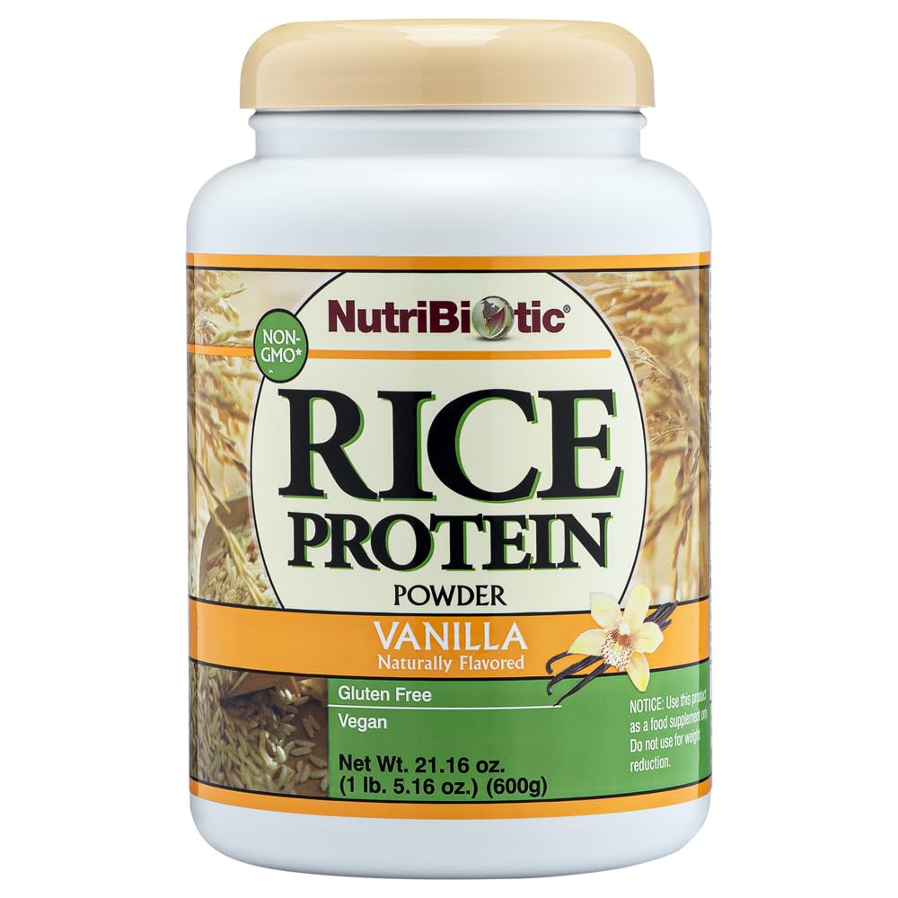 NutriBiotic – Vanilla Rice Protein, 1 Lb 5 Oz (600g) | Low Carb, Keto-Friendly, Vegan, Raw Protein Powder | Grown & Processed Without Chemicals, GMOs or Gluten | Easy to Digest & Nutrient-Rich
