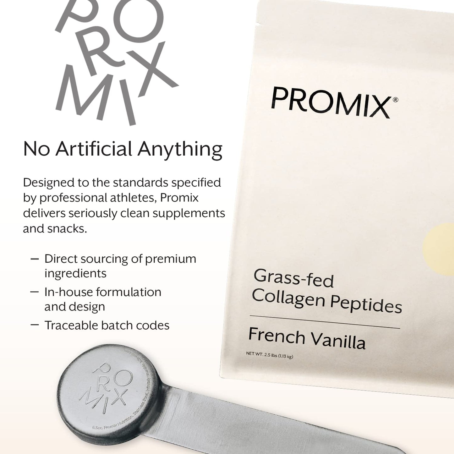 ProMix Nutrition Collagen Peptides, Vanilla - Hydrolyzed Collagen Protein Promotes Healthy Skin, Bones, Joints & Recovery Support - Add to Shakes, Smoothies, Beverages - 2.5 Pound (Pack of 1)