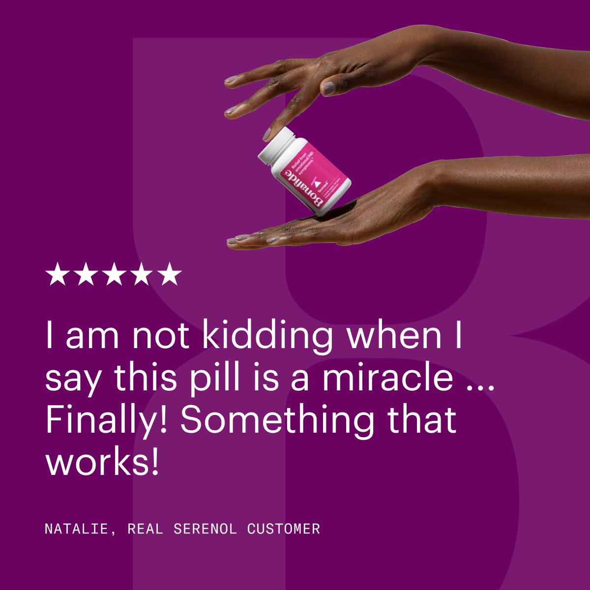 Bonafide Serenol Relief from Hormonal Mood Swings, Irritability, & PMS Bloating. — 3-Month Supply (180 Tablets)