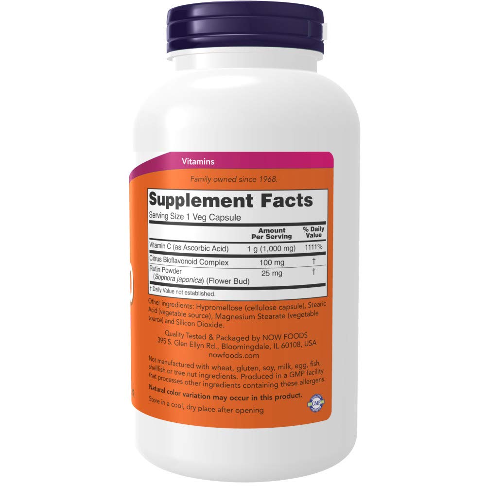 Pre-Order | Arrives in 5–10 Days – Now Supplements, Vitamin C-1,000 with 100 mg of Bioflavonoids, Antioxidant Protection*, 250 Veg Capsules (Pack of 2)