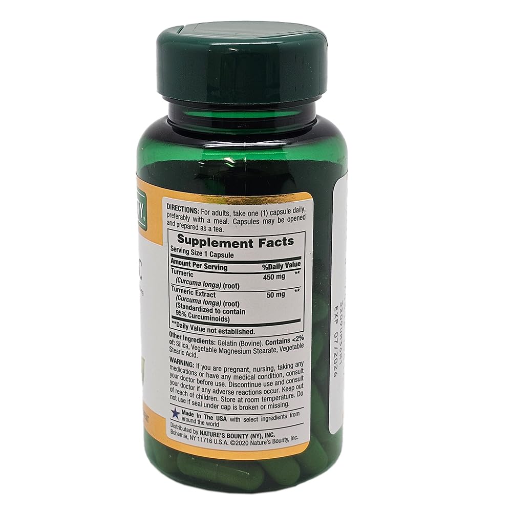 Nature's Bounty Turmeric Capsules, Supports Antioxidant Health, Herbal Health Supplement, 450 Mg, 60 Ct