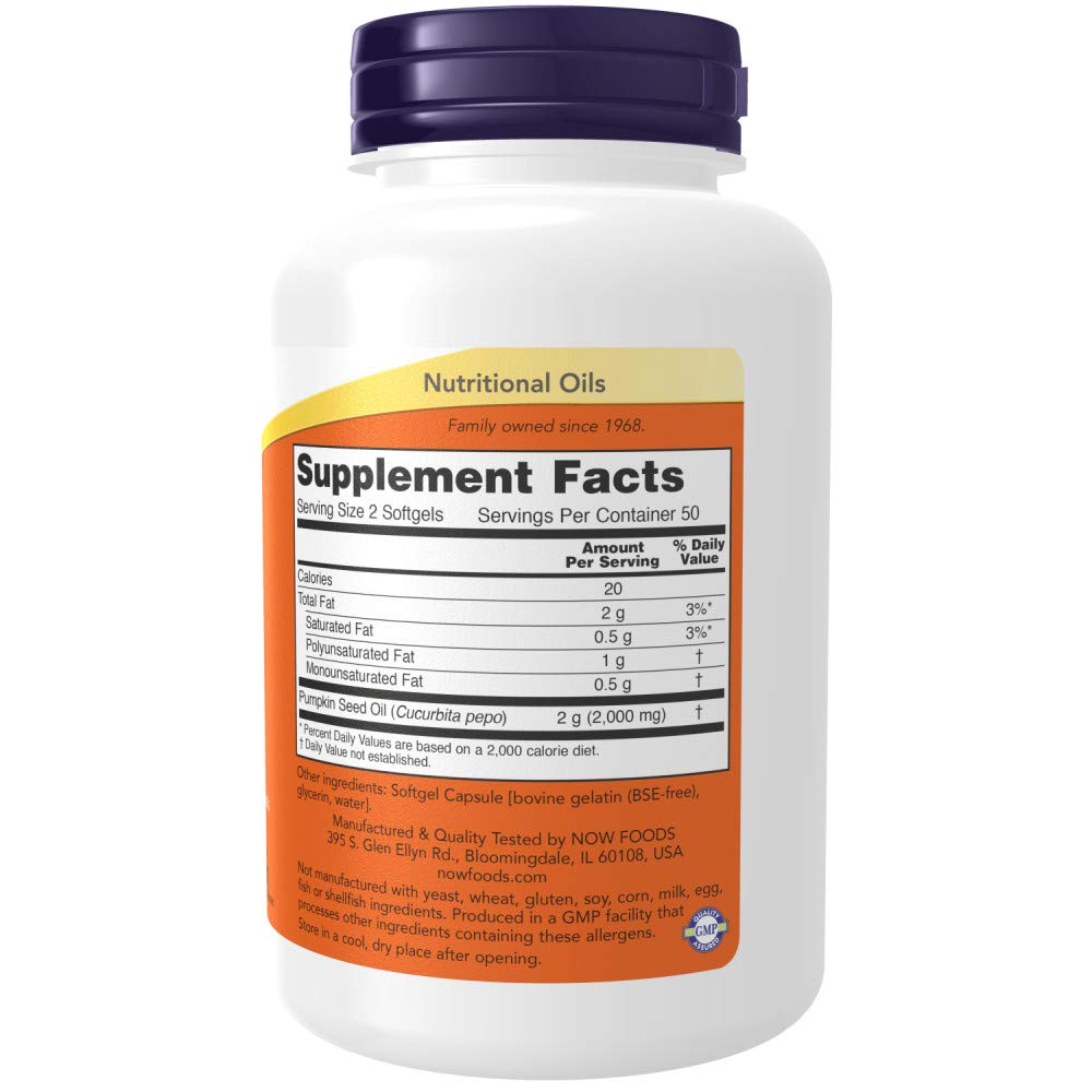 Now Pumpkin Seed Oil 1000 mg 100 softgels