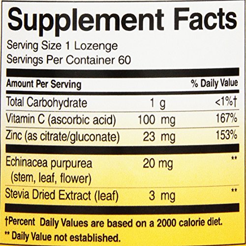 Nature's Way Zinc Lozenges with Vitamin C & Echinacea, Immune Support*, Wild Berry Flavored, 60 Lozenges (Pack of 2)