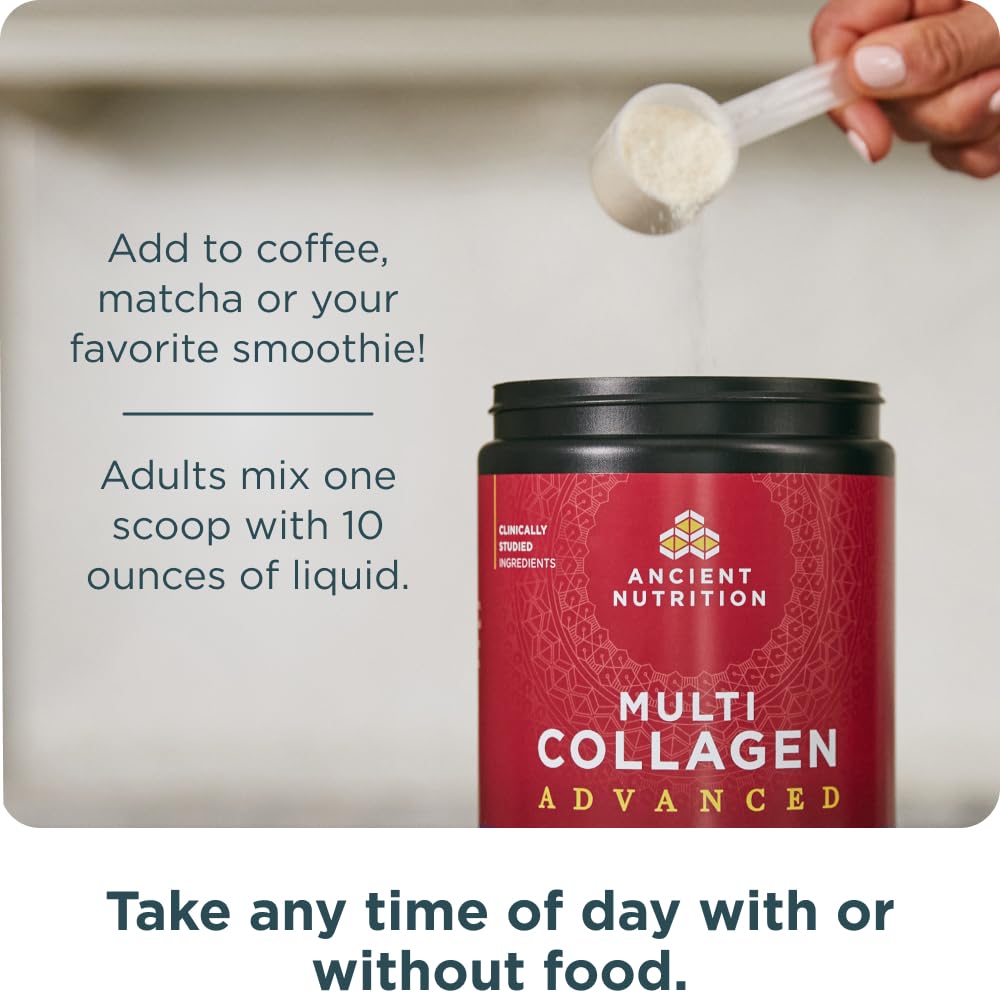 Ancient Nutrition Advanced Multi Collagen Protein Powder Cleanse & Detox, Unflavored, 36 Servings