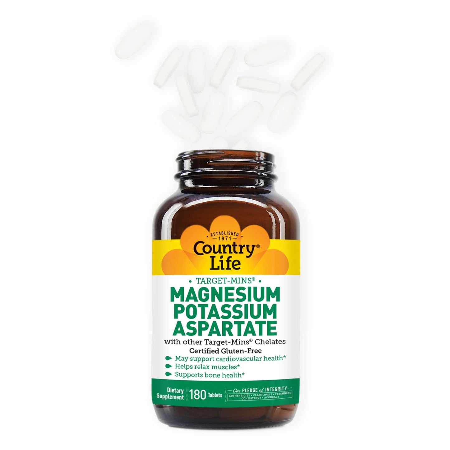 Pre-Order | Arrives in 5–10 Days – Country Life Magnesium and Potassium Supplement for Heart Health, Cardiovascular Support, Immune System and Bone Health, Gluten-Free
