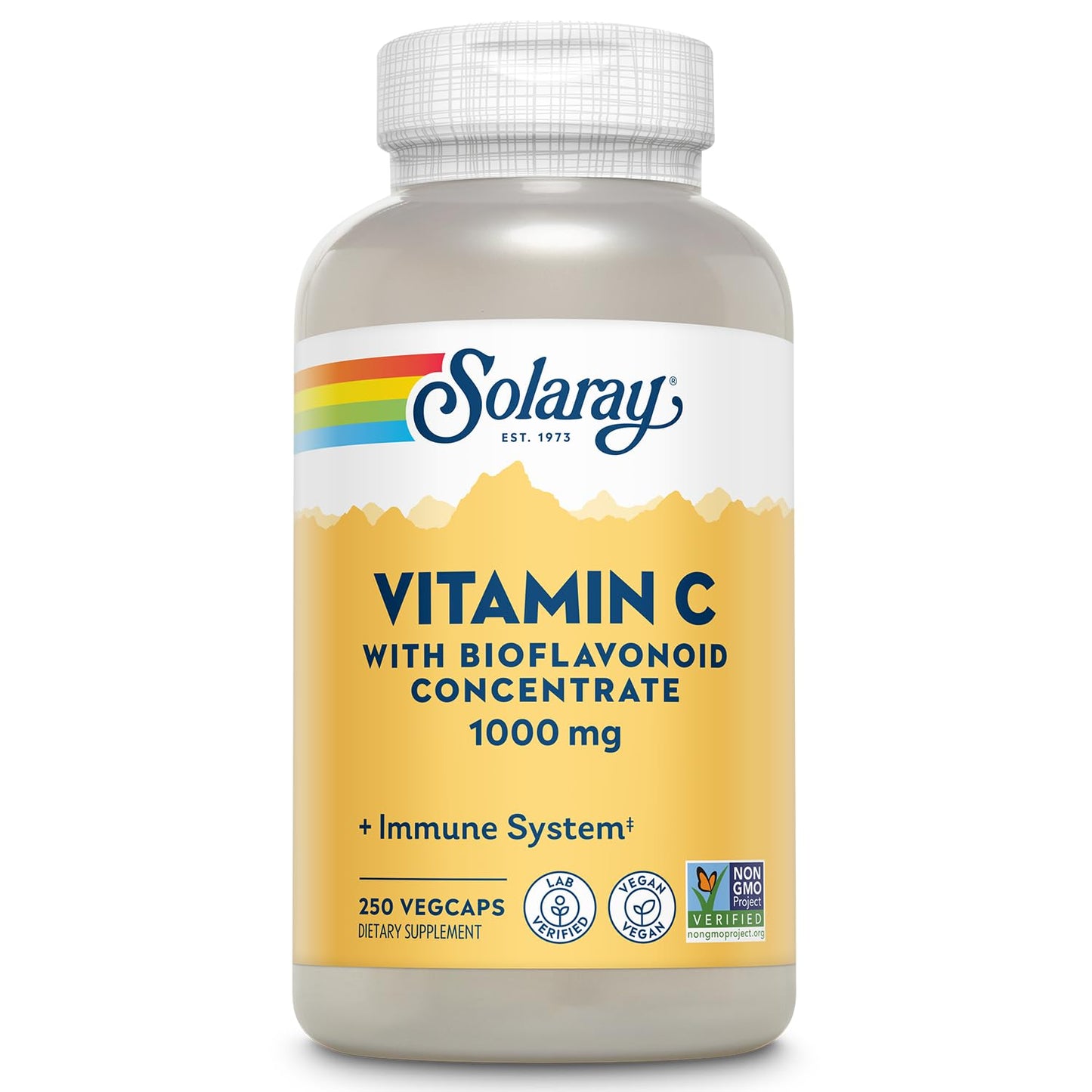 Pre-Order | Arrives in 5–10 Days – SOLARAY Vitamin C w/Rose HIPS, Acerola & Bioflavonoids, 1000mg, Supports Immune Function & Healthier Skin, Hair, Nails, Non-GMO, Vegan, 250 CT