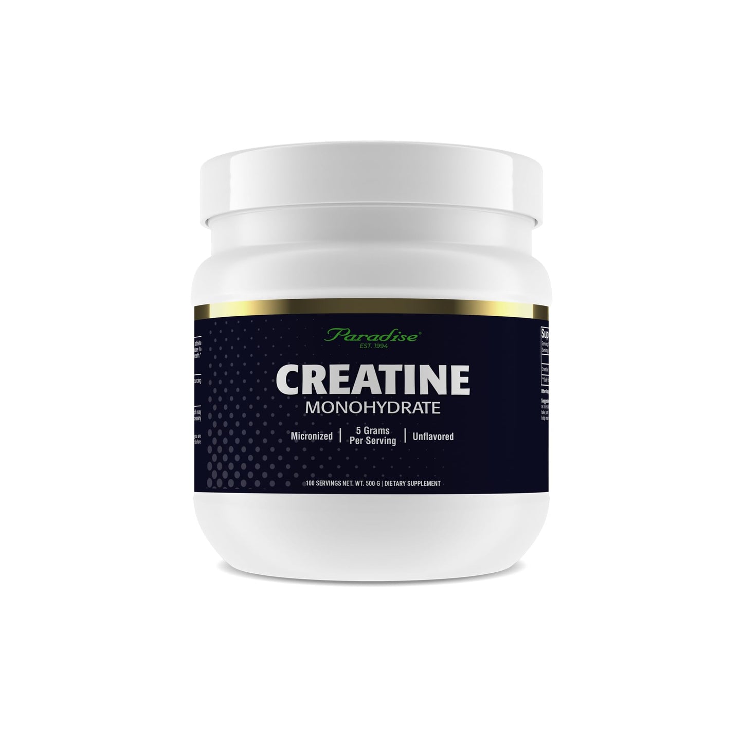 Paradise Creatine Monohydrate Powder - Micronized for Enhanced Absorption - Supports Muscle Building & Athletic Performance - 500g - 100 Servings