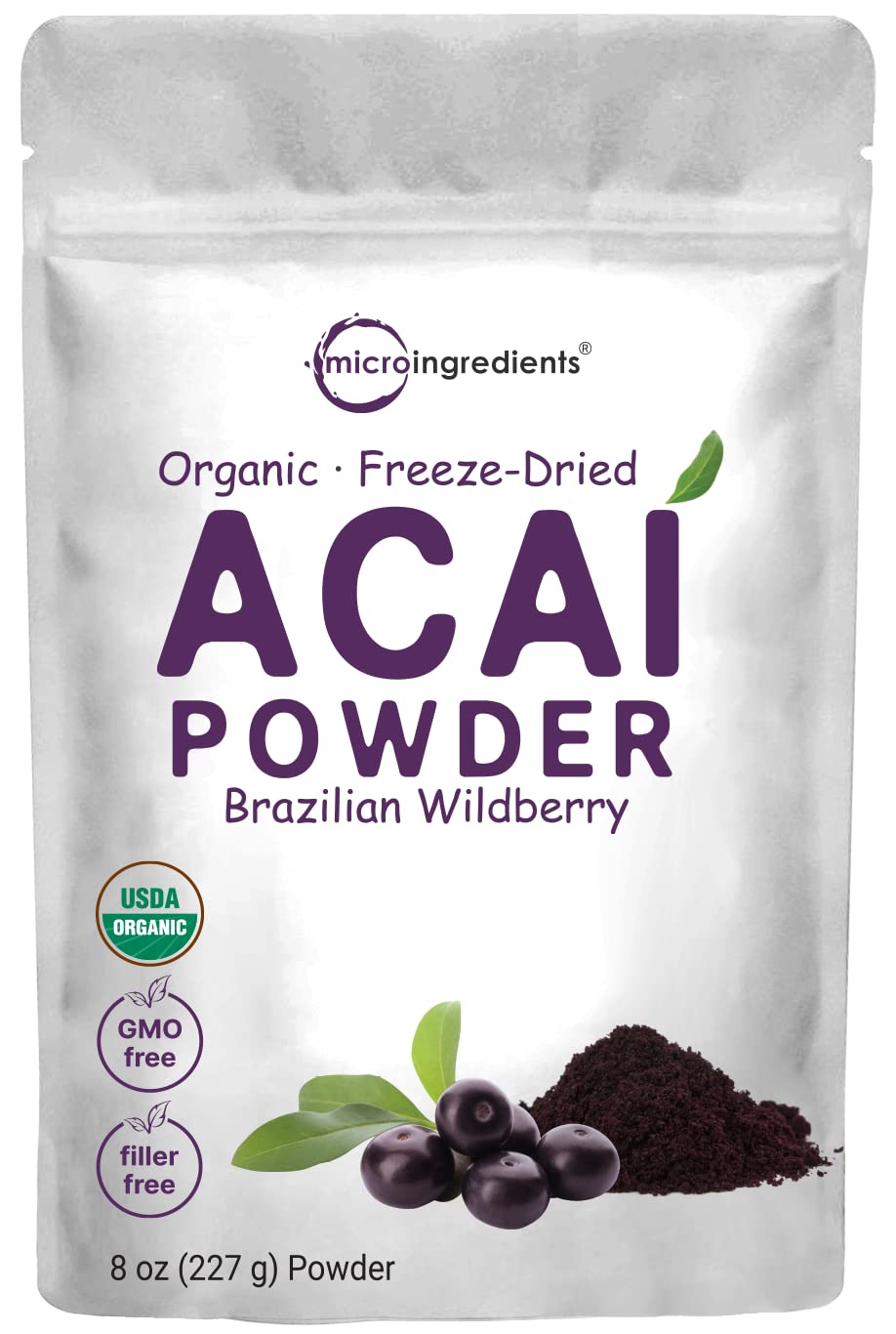 Pre-Order | Arrives in 5–10 Days – Organic Acai Powder, 8oz | 100% Natural Fruit Powder | Freeze-Dried Brazilian Wildberry Source | No Sugar & Additives | Great Flavor for Drinks, Smoothie, & Beverages | Non-GMO & Vegan Friendly